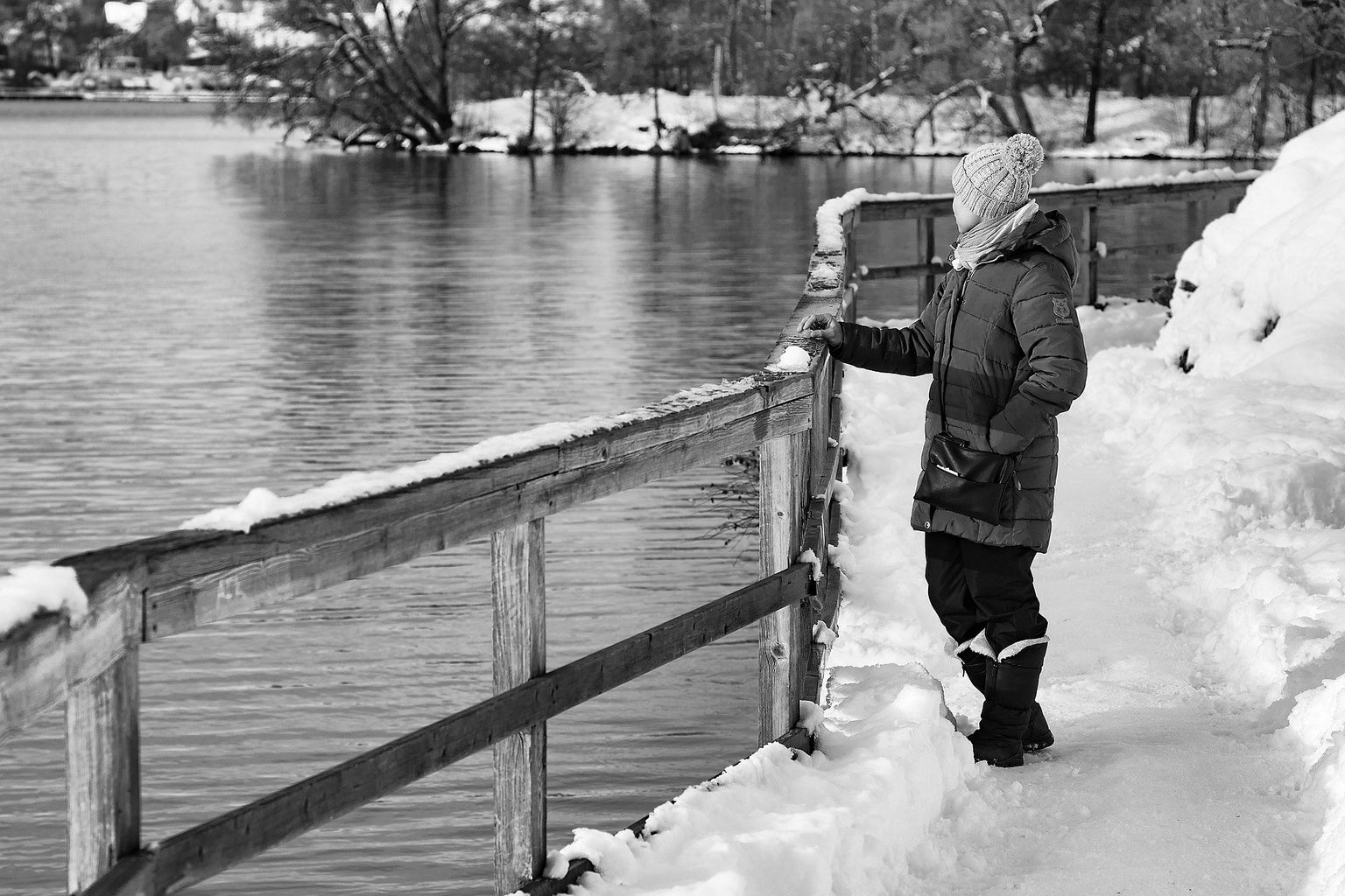 Woman standing in snow