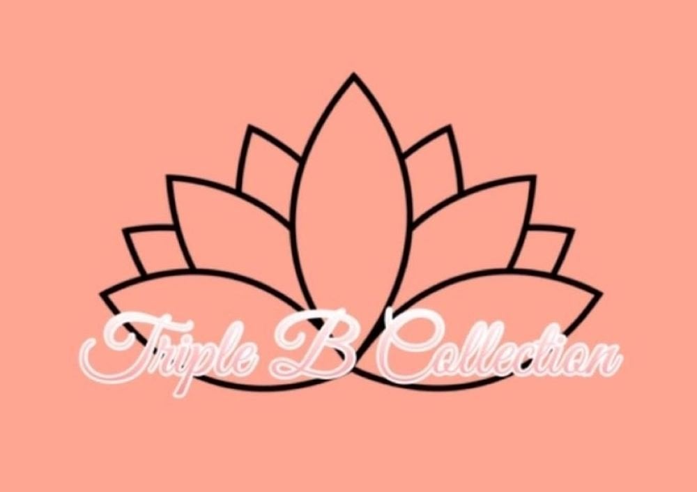 Trible B Collection logo with lotus flower and pink background.