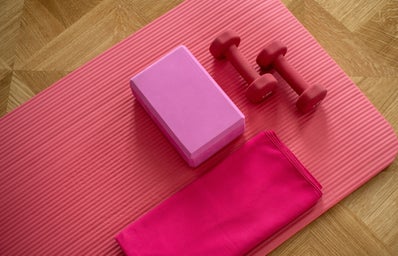 Pink weights and workout gear