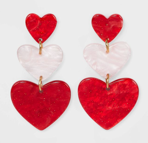 resin heart drop earrings valentine\'s day