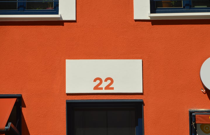 22, orange building with the number 22 on it