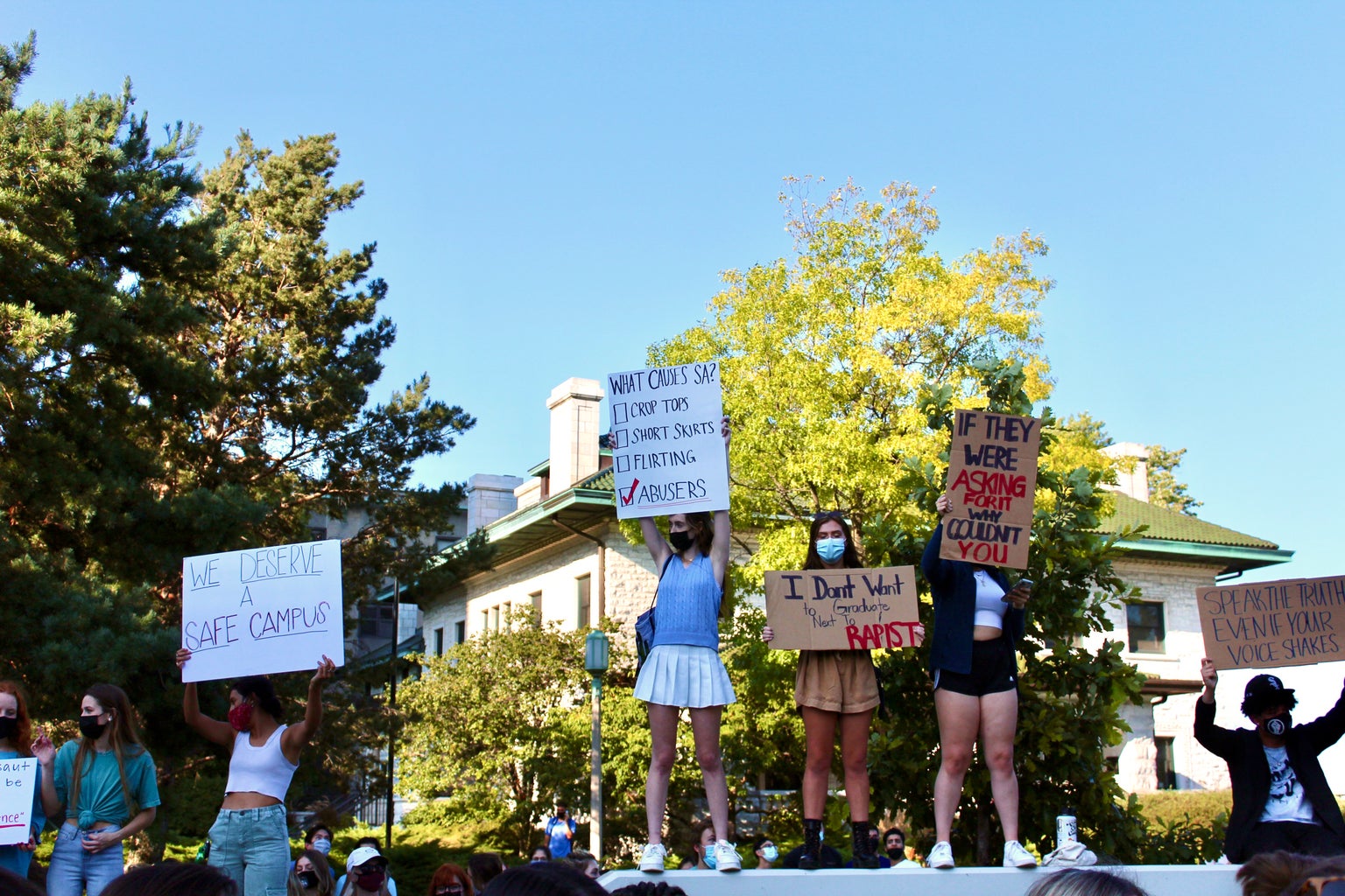 Students protesting sexual assault at Loyola University Chicago