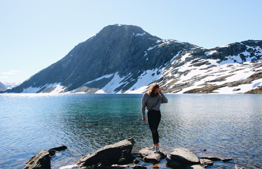 Girl beside a fjord