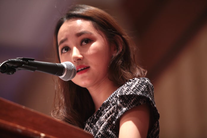 Yeon-mi Park speaking at the 2015 International Students for Liberty Conference at the Marriott Wardman Park Hotel in Washington, D.C.