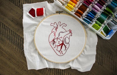heart stitched into cloth