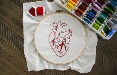 heart stitched into cloth