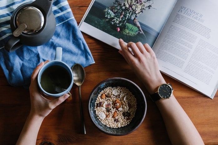 cup of tea with a bowl of nuts and grains by THE 5TH on Unsplash?width=698&height=466&fit=crop&auto=webp