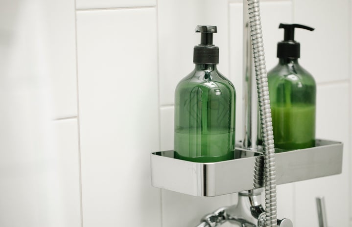Green shower bottles