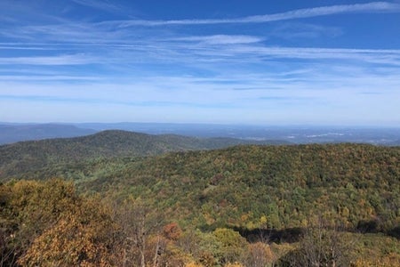 view from the top of a mountain during fall