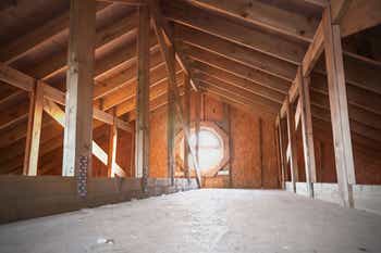An attic without insulation
