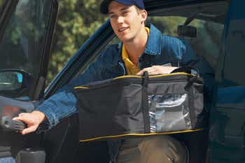 Young man delivering food