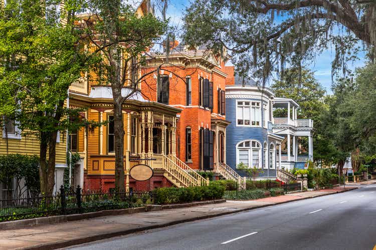 Savannah, Georgia, USA downtown historic views along Whitaker Street
