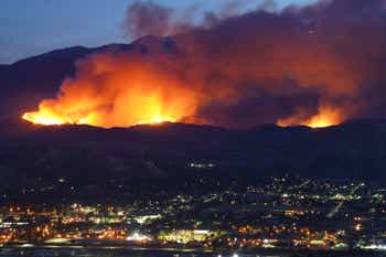 Wildfire in the hills of southern California