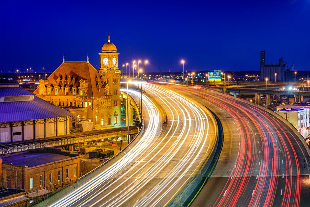 Main Street Station and Interstate 95 in Richmond, Virginia