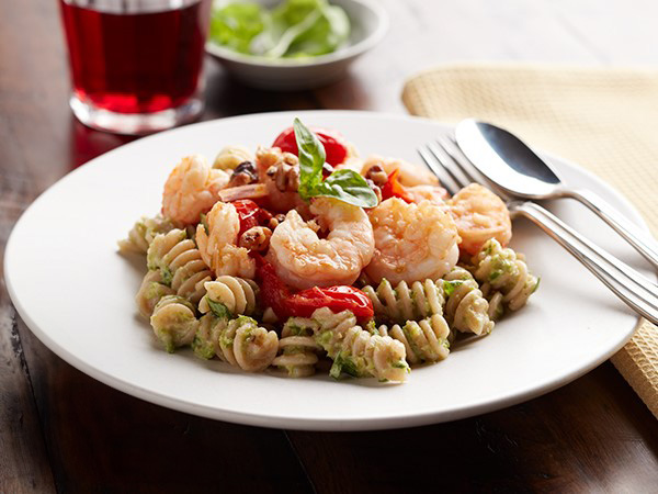 Wheat Fusilli with Asparagus, Pesto, and Shrimp  |  Hy-Vee