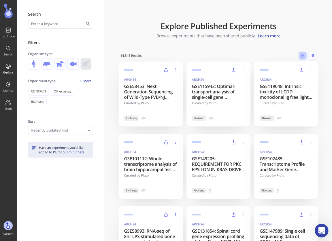 Copy public experiments for your own analysis
