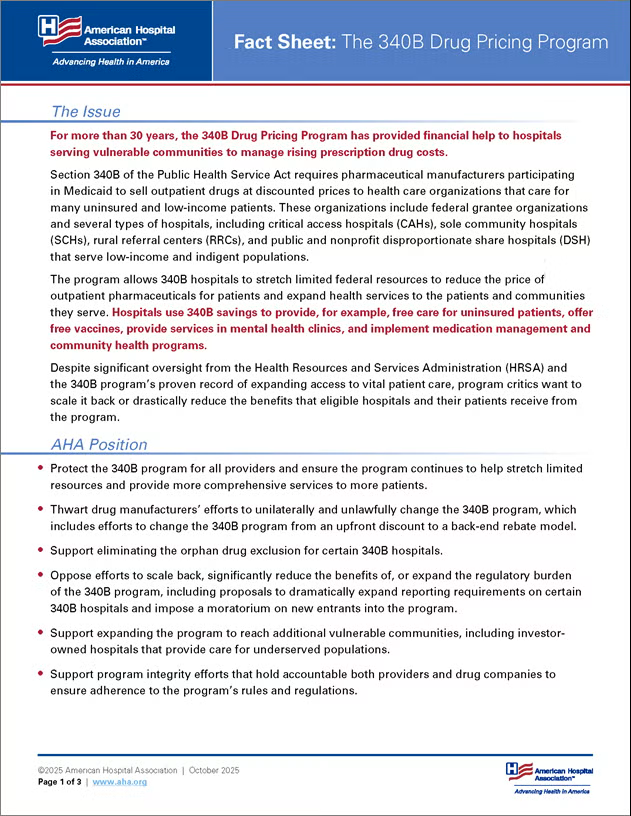 Fact Sheet: 340B Drug Pricing Program Cover