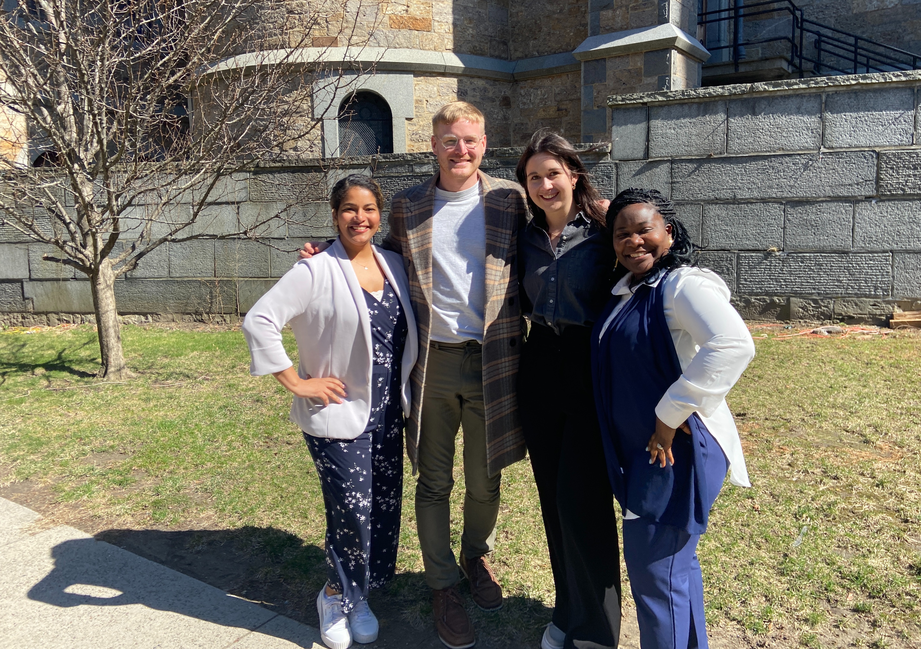 mission grammar teachers in front of the school