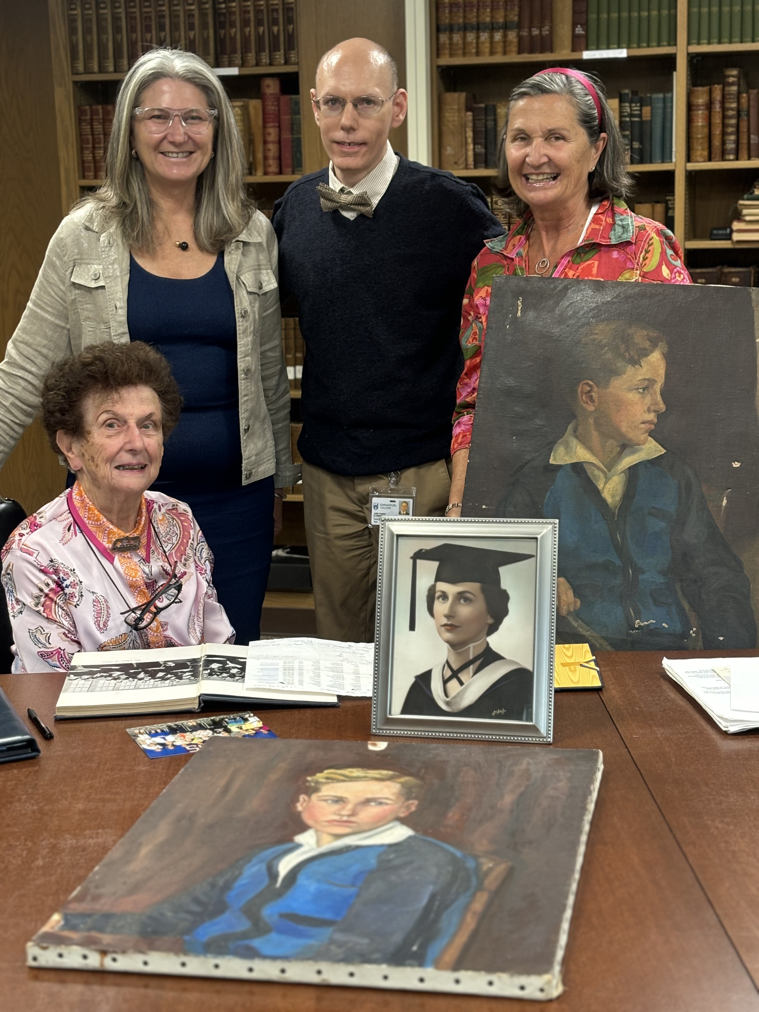 Eleanor Leonard with Mary Reardon portraits of her brother