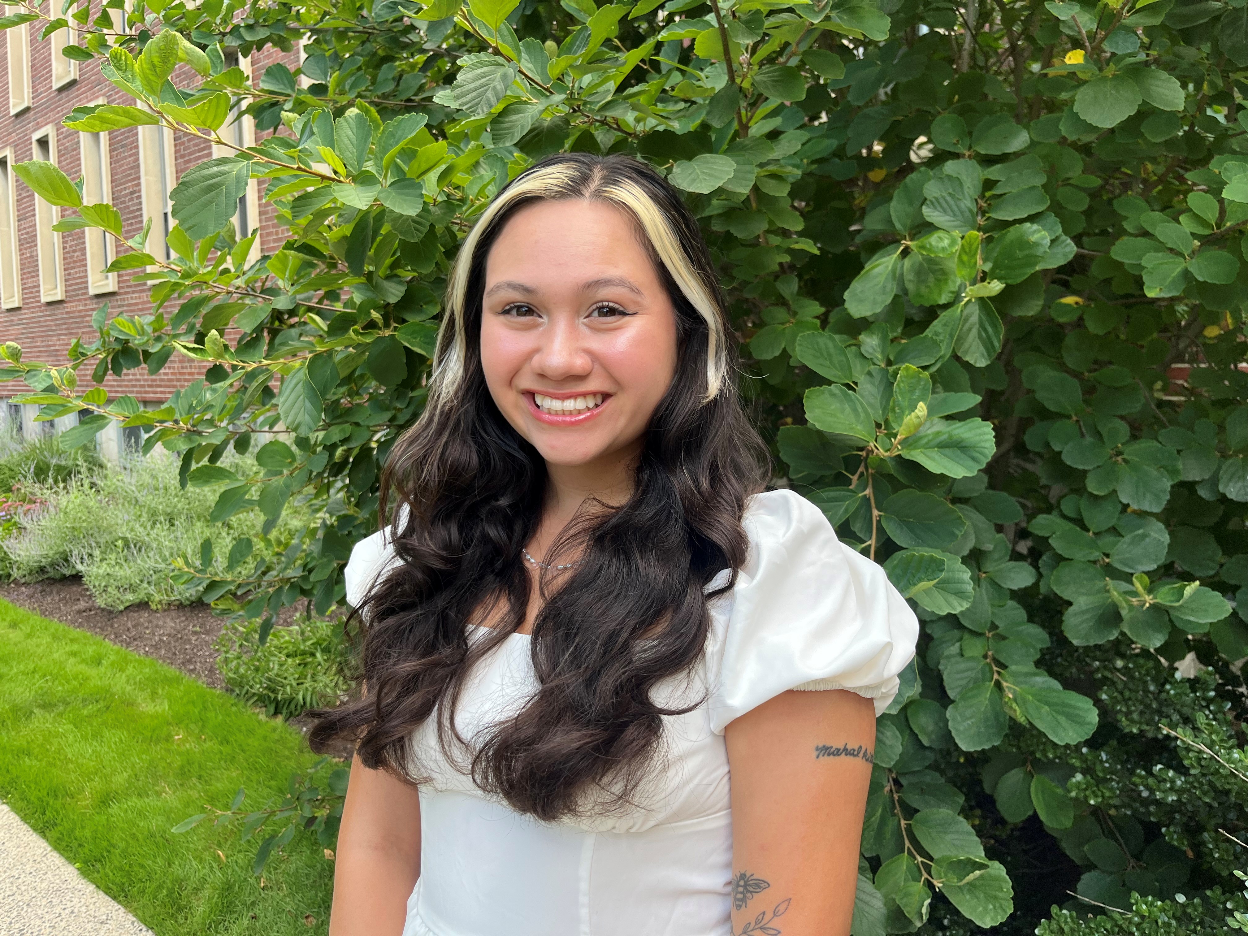 A woman in a white dress 
