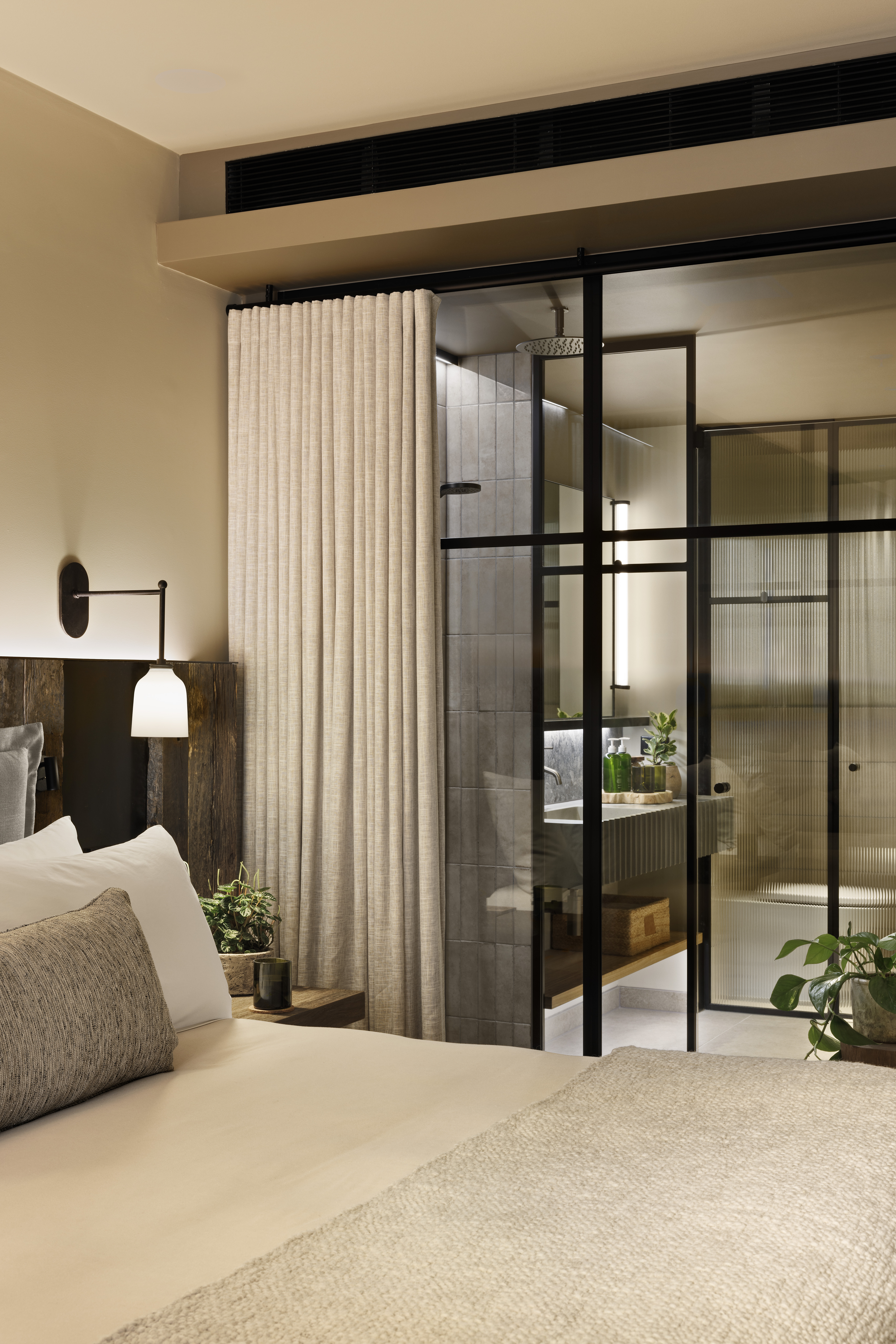 Bedroom with view of bathroom