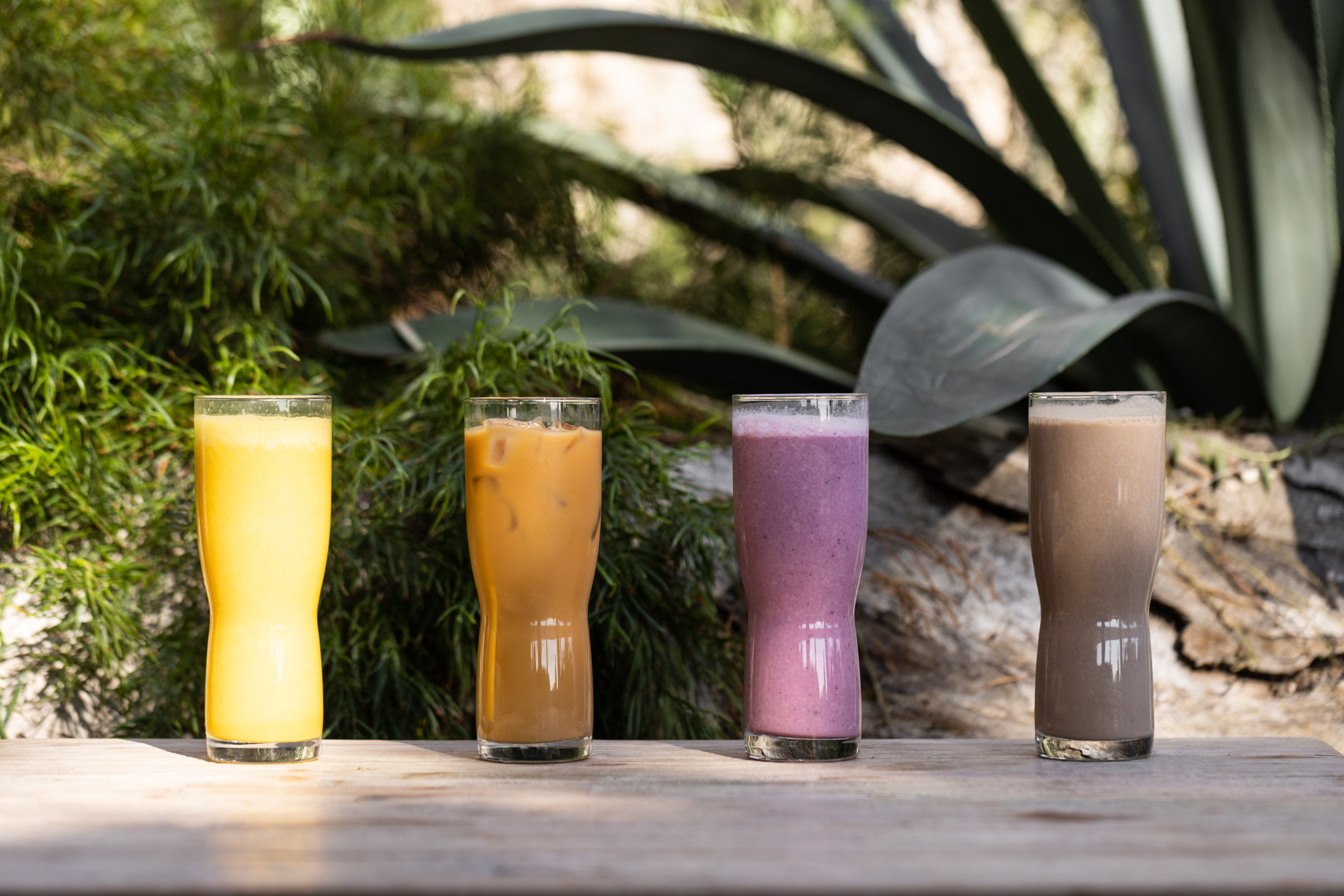 A variety of colorful smoothies