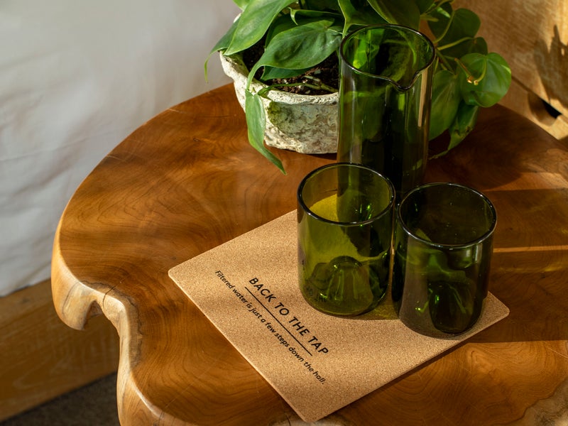 recycled wine glasses bedside