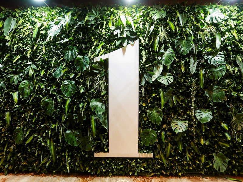 1 logo with a plant wall 