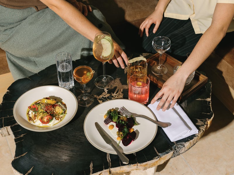 table of food and drinks