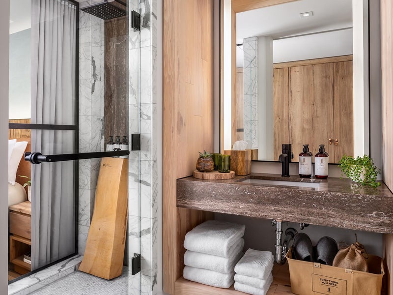 Sink and shower in the bathroom