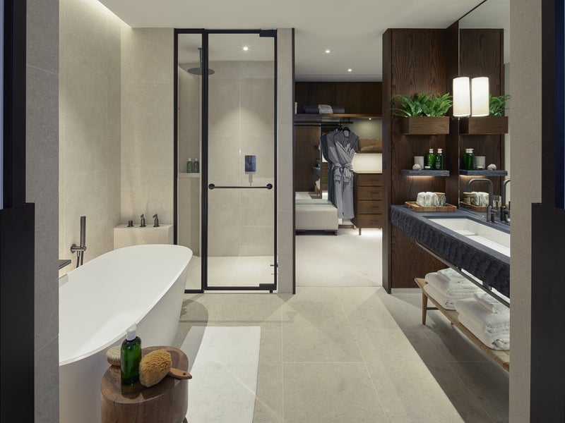 Elegant bathroom with large tub