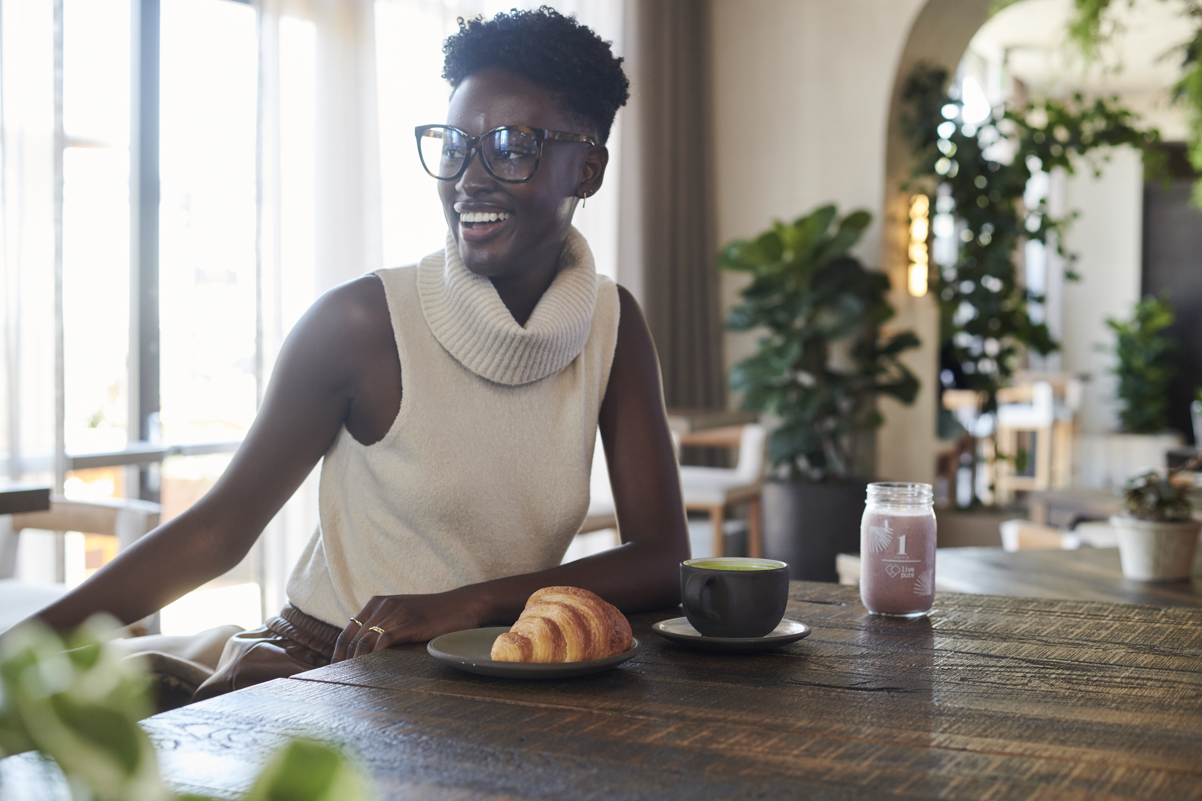 Person sitting at a table