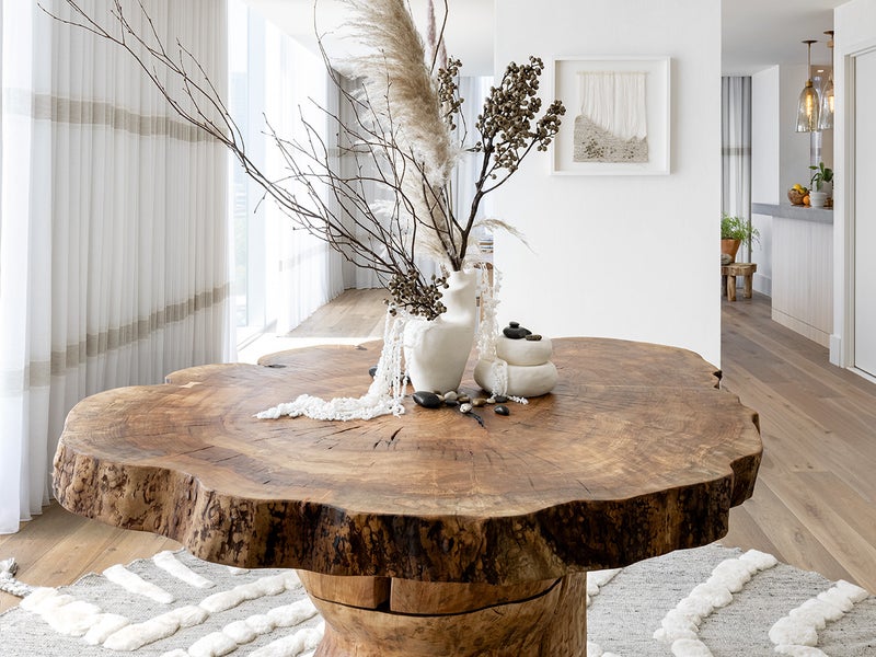 Center table with vase of flowers