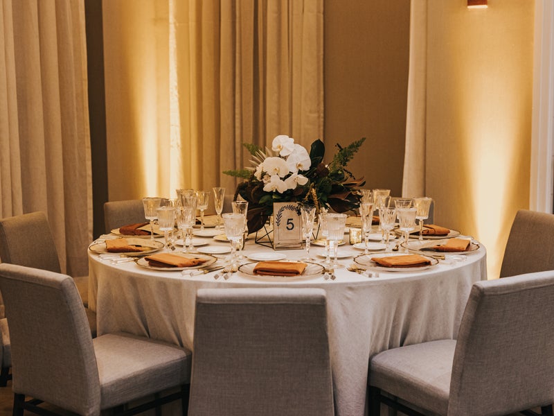 Fancy table setting at a wedding venue