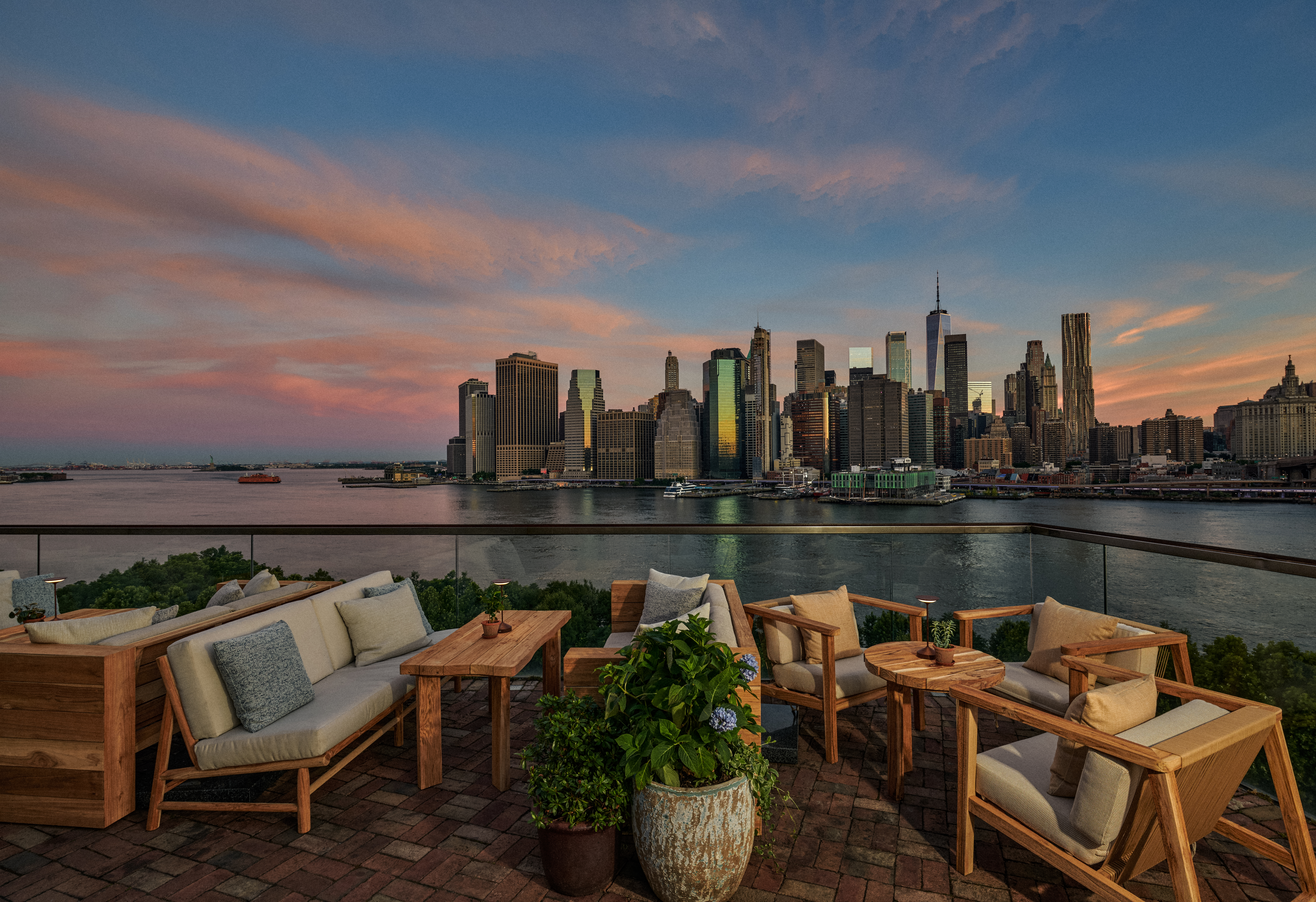 harriet's rooftop overlooking NYC skyline