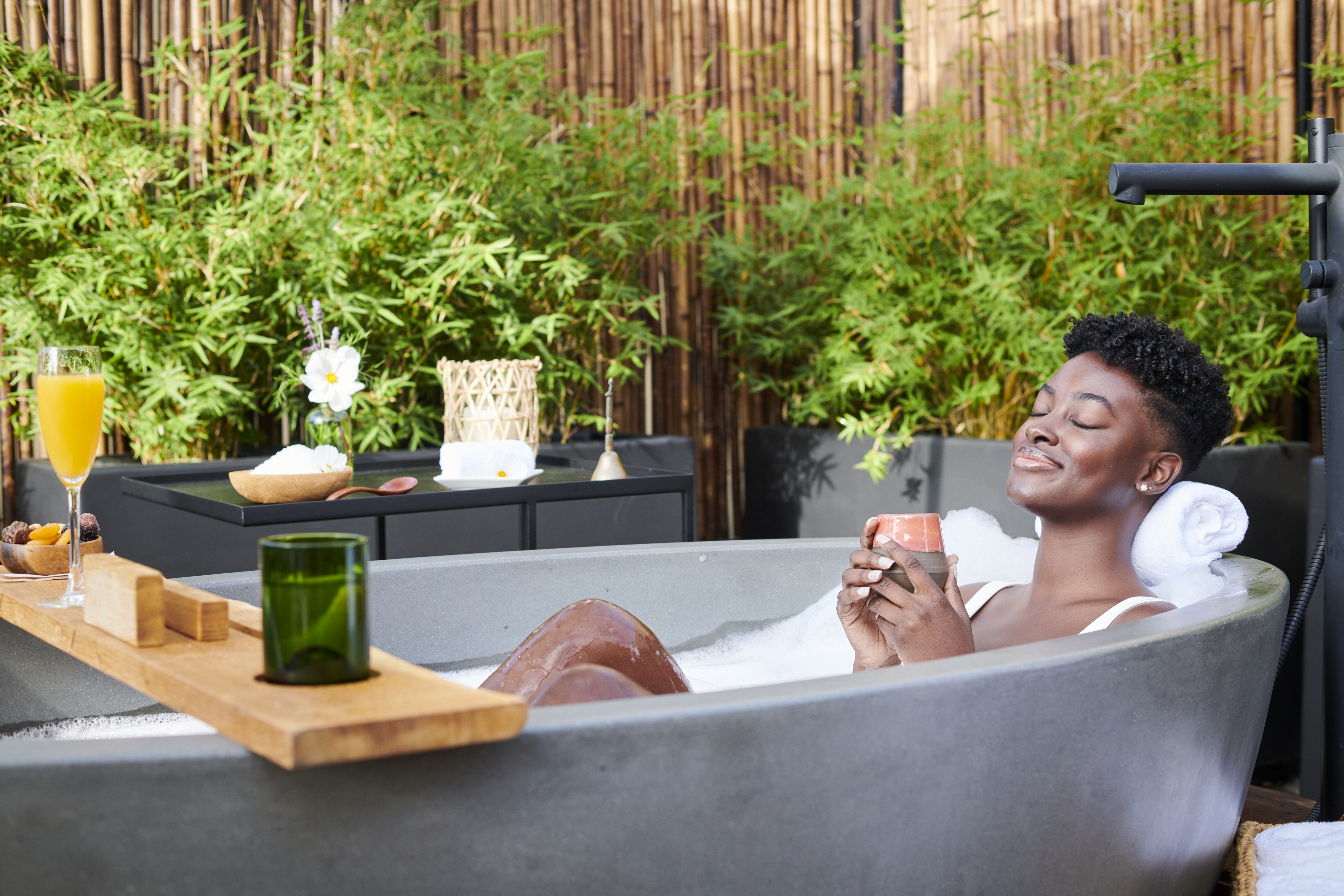 Women relaxing in a tub