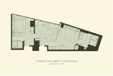 Plattegrond van de aangrenzende liberty suite en king