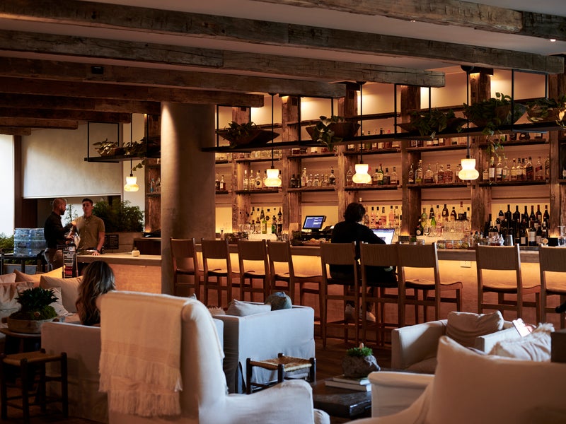 Dimly lit lobby at 1 Hotel West Hollywood