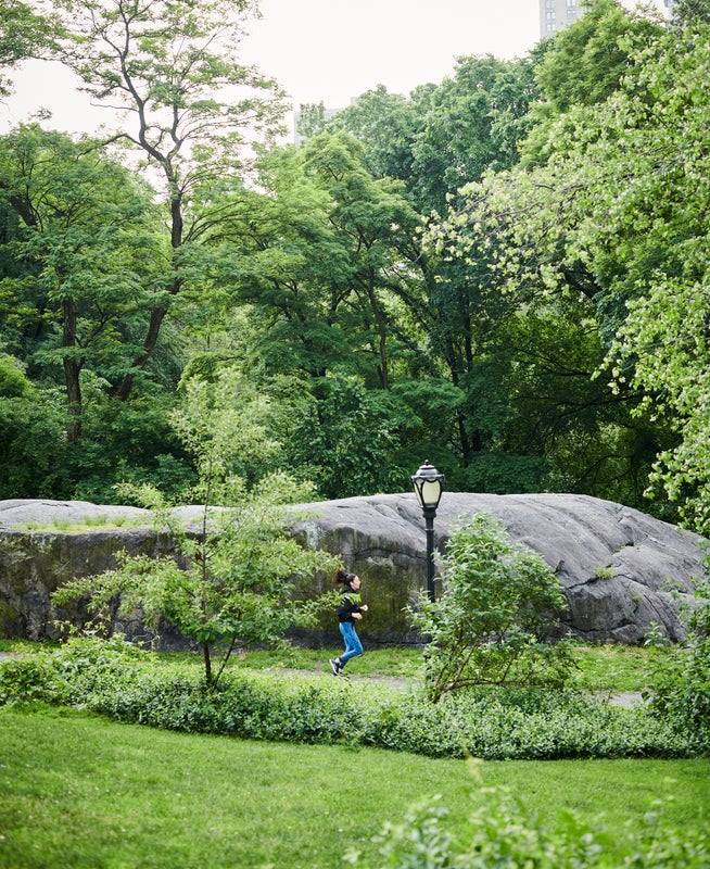 Person jogging in Central Park