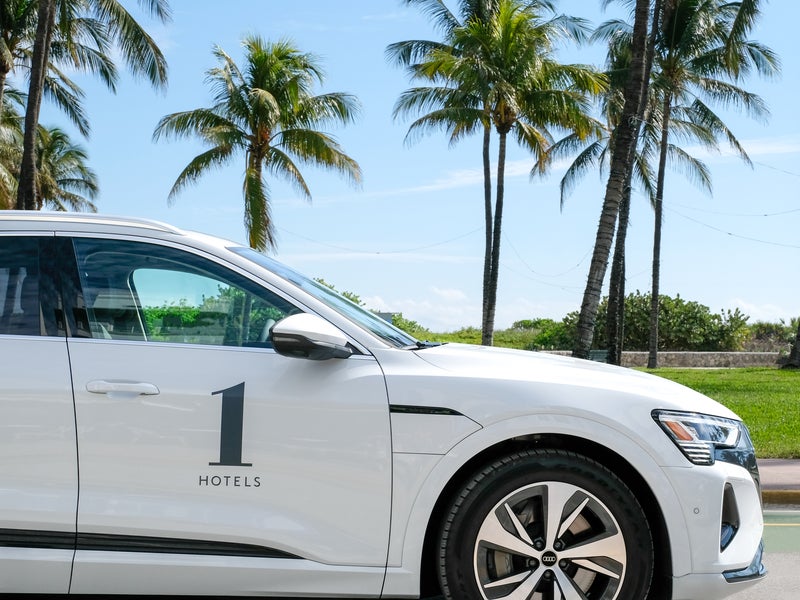 Audi car with palm trees