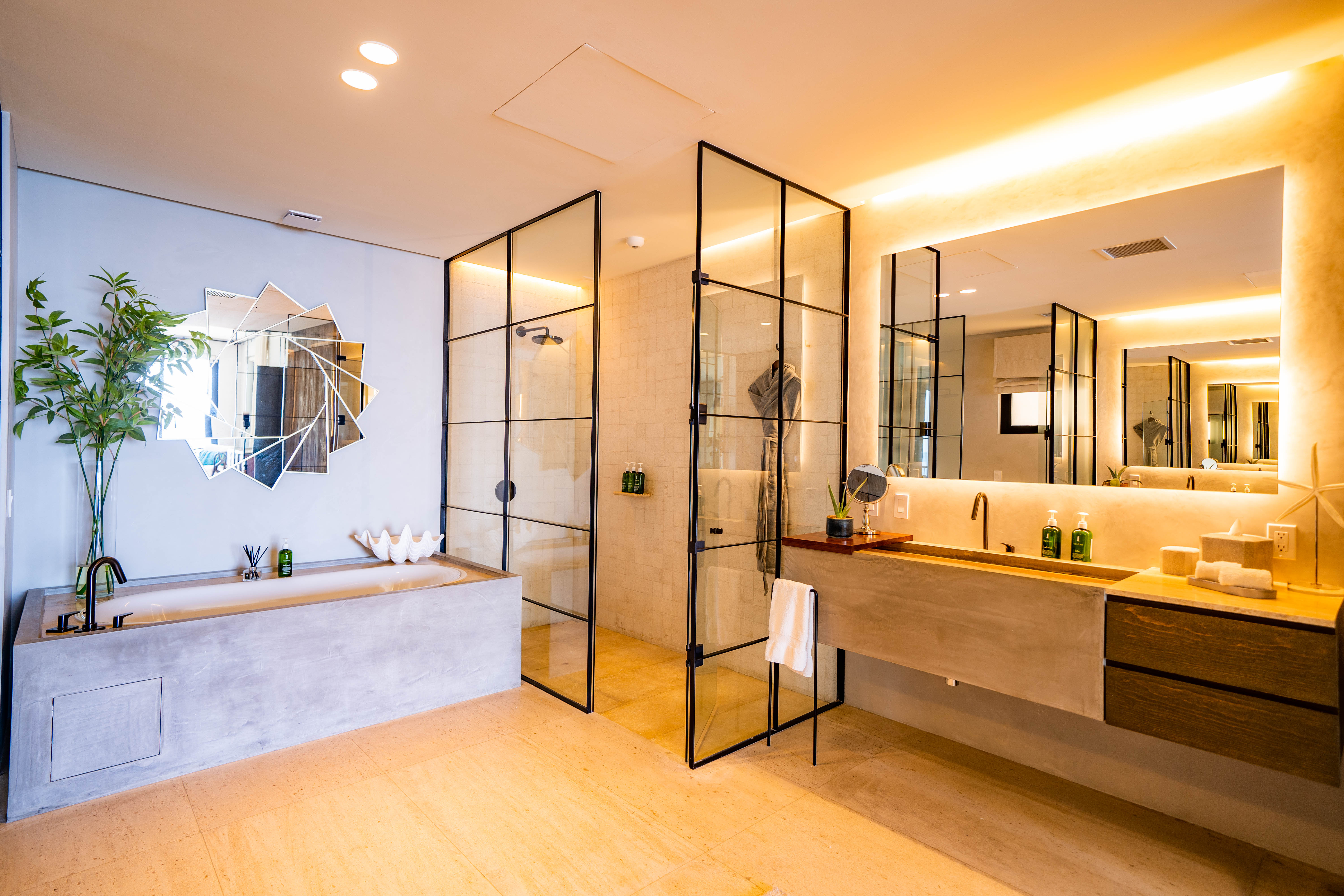 Elegant bathroom with a sink and bathtub