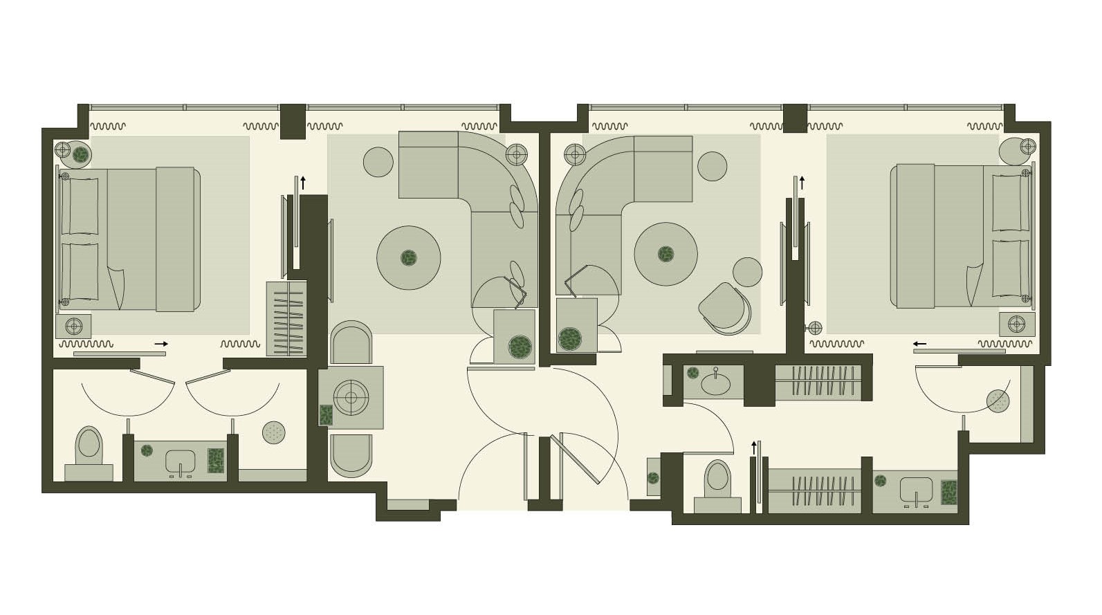 连通天际线单卧室套房