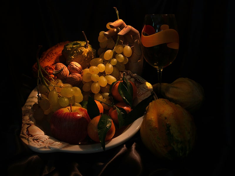tablescape of fall fruit