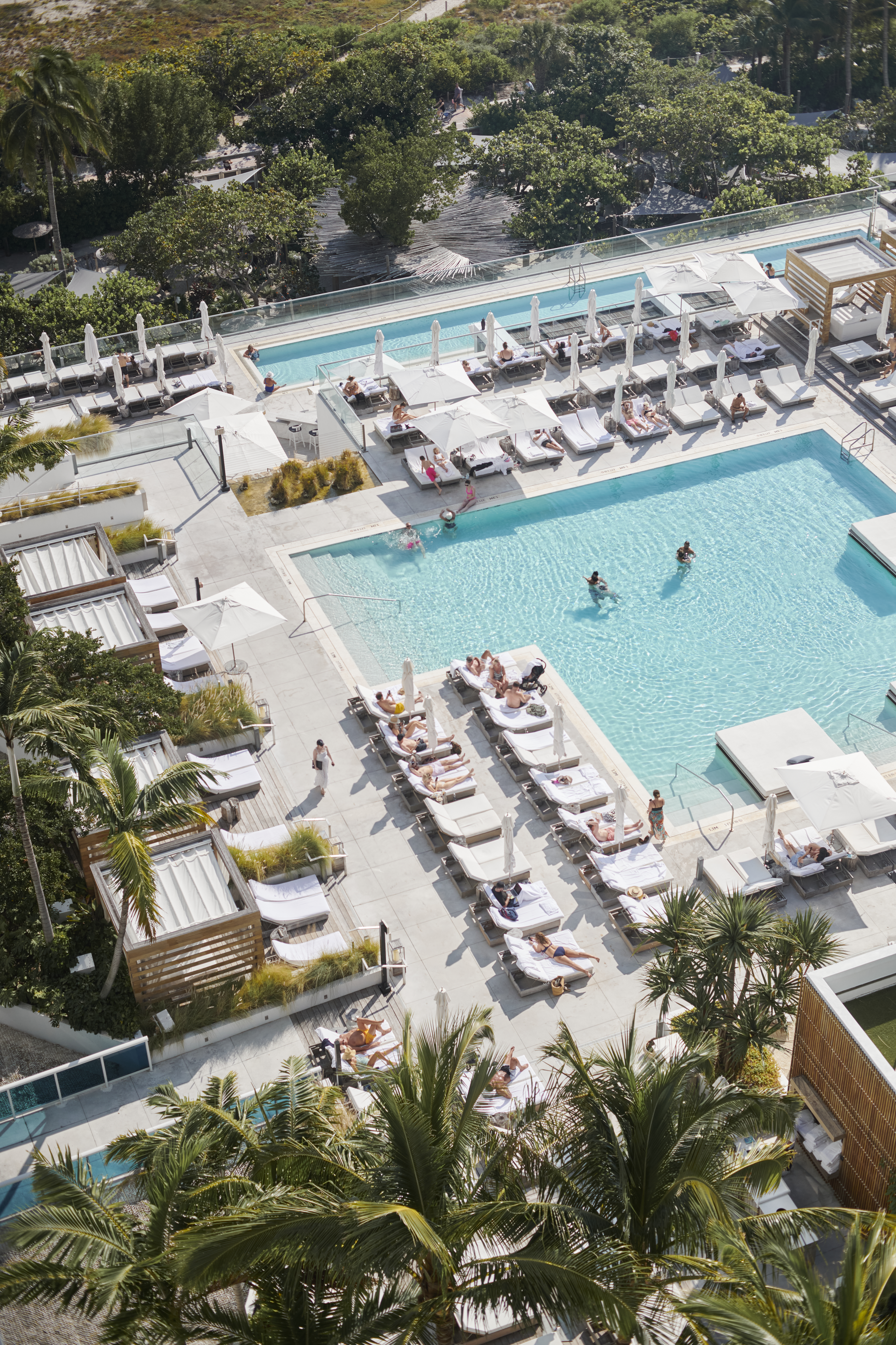 Views from the penthouse overlooking the outside pool area