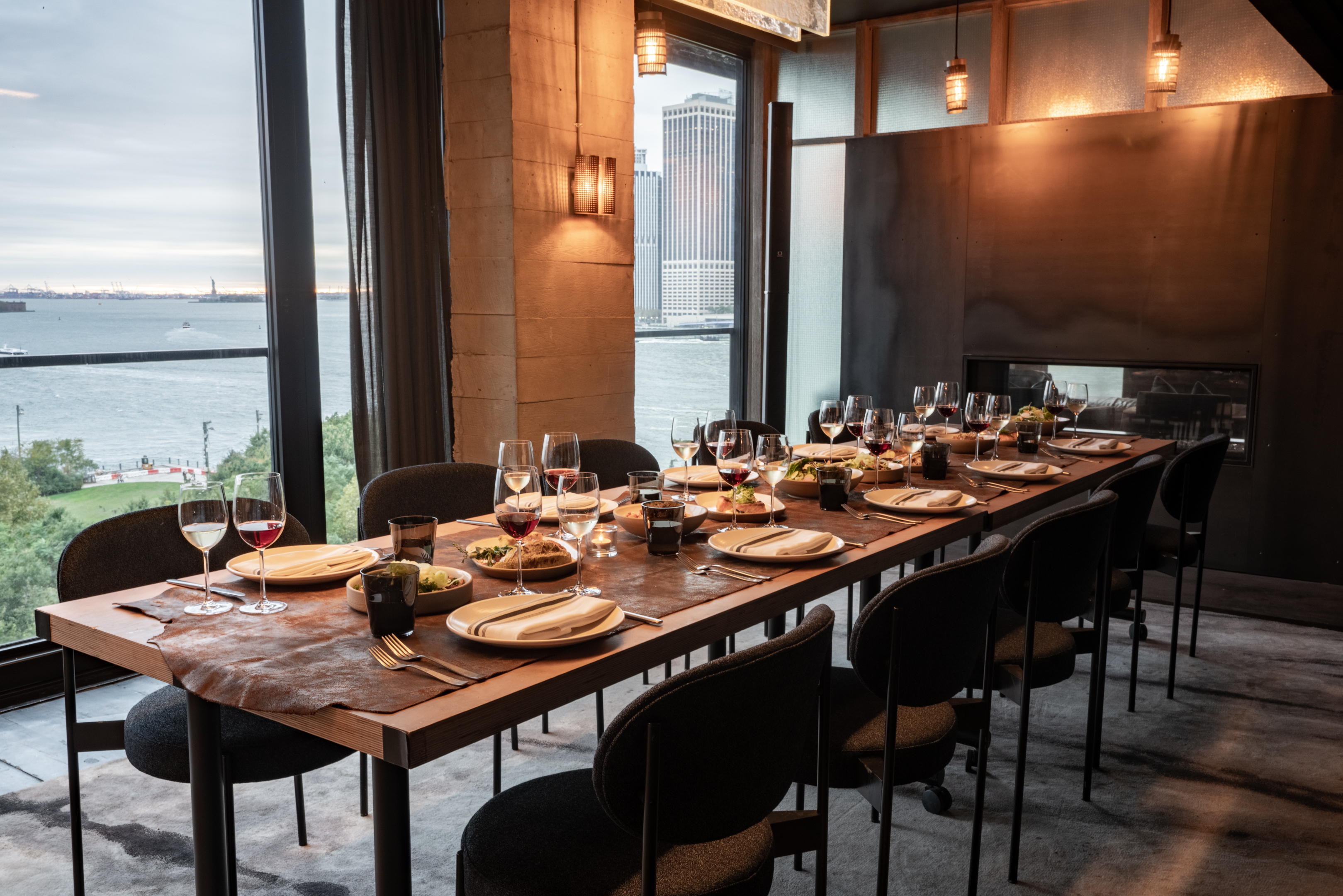 long table in a meeting room