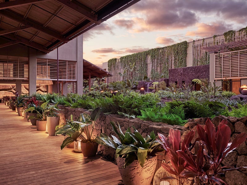 Rock wall garden at the 1 Hotel Hanalei Bay lobby