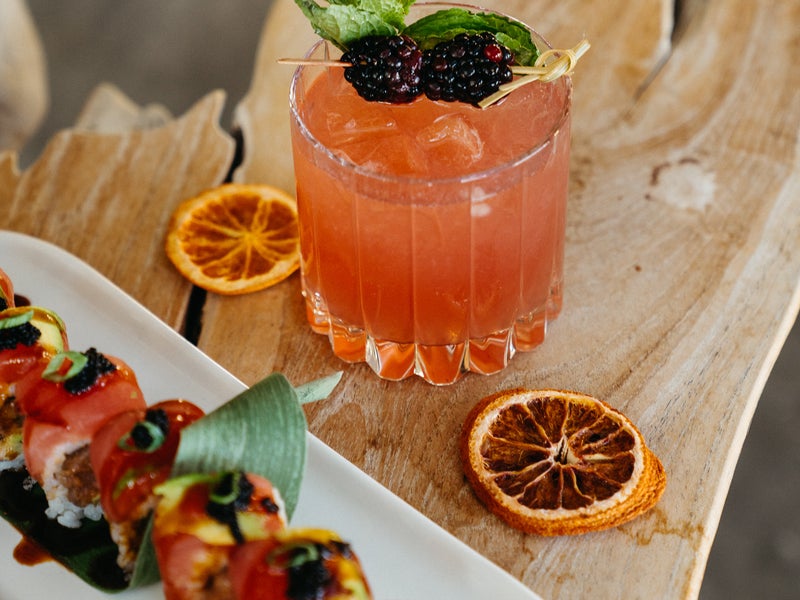 Cocktail and sushi