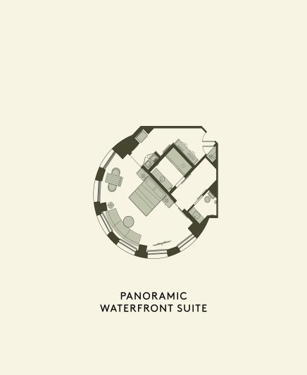 Plattegrond van de Panoramic Waterfront Suite