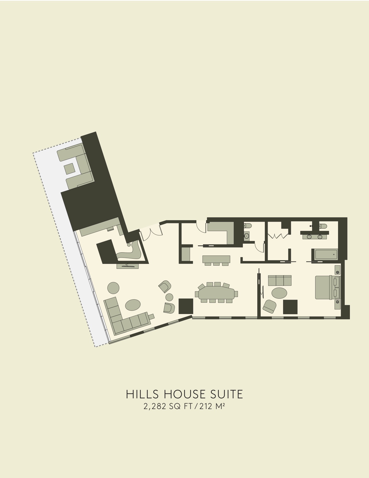 Planta baixa da Hills House suite