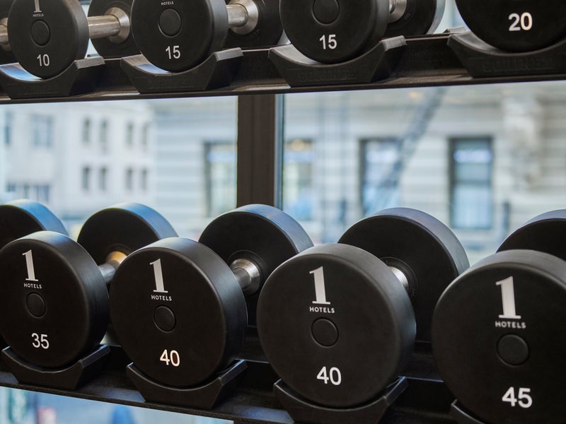 dumbbells at gym